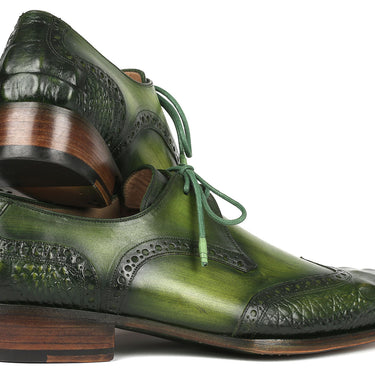 Paul Parkman Goodyear Welted Wingtip Derby Shoes Green in #color_