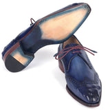 Paul Parkman Goodyear Welted Wingtip Derby Shoes Blue & Navy in #color_