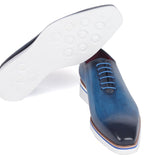 Paul Parkman Men's Smart Casual Wholecut Oxfords Blue in #color_