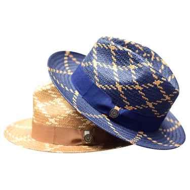 Bruno Capelo Malibu Cross-Stitch Shantung Straw Fedora in #color_