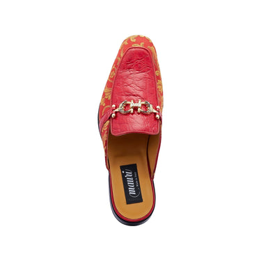 Mauri Bermuda in Red Mens Exotic Alligator / Gobelins Fabric High End Horsebit Mules in #color_