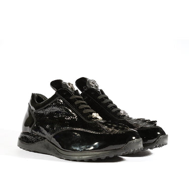 Mauri Blunt in Black Mens Exotic Hornback / Embossed Patent Leather Casual Sneakers in #color_