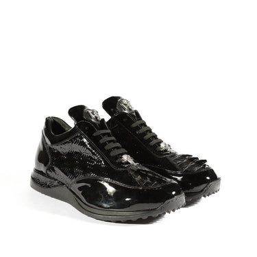 Mauri Blunt in Black Mens Exotic Hornback / Embossed Patent Leather Casual Sneakers in #color_