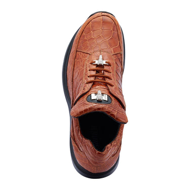 Mauri Bloodshed in Cognac Mens Exotic Alligator Casual Sneakers in #color_