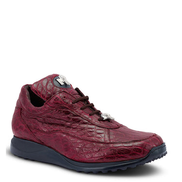 Mauri Bloodshed in Ruby Red Mens Exotic Alligator Casual Sneakers in #color_