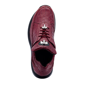 Mauri Bloodshed in Ruby Red Mens Exotic Alligator Casual Sneakers in #color_