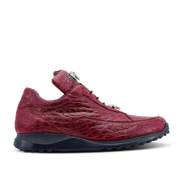 Mauri Bloodshed in Ruby Red Mens Exotic Alligator Casual Sneakers in Red #color_ Red