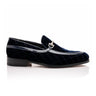 Mauri Allure in Wonder Blue Mens Quilted Velvet / Patent Leather Mens Slip-on Horsebit Loafers in Wonder Blue #color_ Wonder Blue