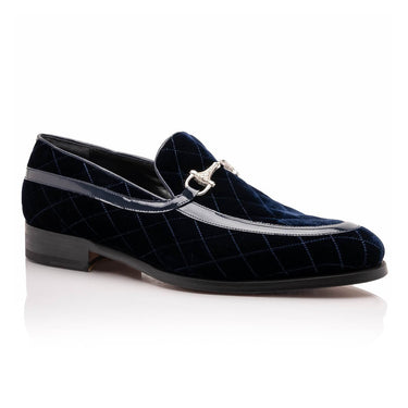 Mauri Allure in Cognac Mens Quilted Velvet / Patent Leather Slip-on Horsebit Loafers in #color_