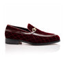 Mauri Allure in Ruby Red Mens Quilted Velvet / Patent leather Mens Slip-on Horsebit Loafers in Ruby Red #color_ Ruby Red