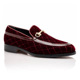 Mauri Allure in Cognac Mens Quilted Velvet / Patent Leather Slip-on Horsebit Loafers in #color_