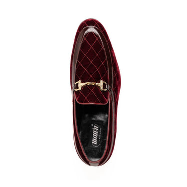 Mauri Allure in Cognac Mens Quilted Velvet / Patent Leather Slip-on Horsebit Loafers in #color_