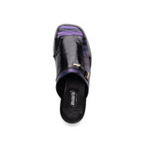 Mauri Aloha in Black / Multipurple Mens Exotic Ostrich Leg / Balera Leather Slip-on Sandals in #color_