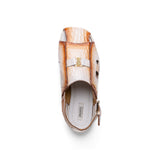 Mauri Barbados in White / Dirty Cognac Mens Exotic Alligator / Hornback Sandals in #color_