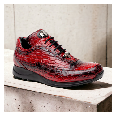 Mauri Bloodshed in Red / Dirty Black Mens Exotic Alligator Casual Sneakers in #color_