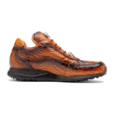 Mauri Bloodshed in Toffee / Dirty Gold Mens Exotic Alligator Casual Sneakers in #color_