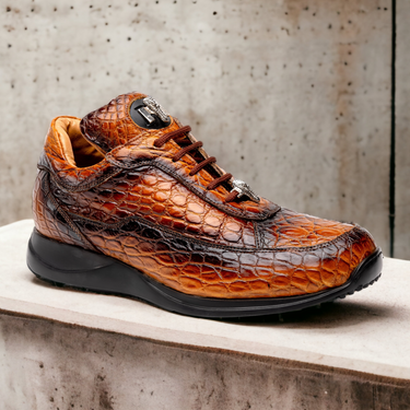 Mauri Bloodshed in Toffee / Dirty Gold Mens Exotic Alligator Casual Sneakers in #color_