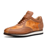 Mauri Bolt in Chestnut Mens Exotic Ostrich Leg / Nappa Leather Casual Sneakers in #color_