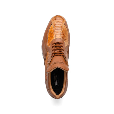 Mauri Bolt in Chestnut Mens Exotic Ostrich Leg / Nappa Leather Casual Sneakers in #color_