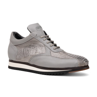 Mauri Bolt in Light Grey Mens Exotic Ostrich Leg / Nappa Leather Casual Sneakers in #color_