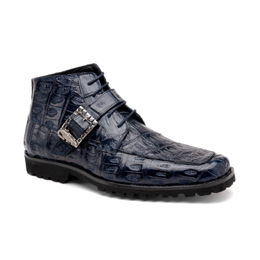 Mauri Bulletproof in Wonder Blue Mens Exotic Crocodile Strap Derby Boots in Wonder Blue #color_ Wonder Blue