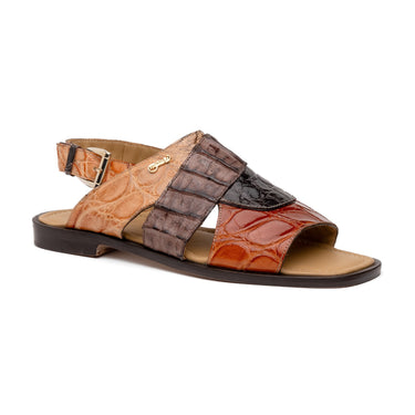 Mauri Cayman in Multi Brown / Sport Rust Mens Exotic Alligator / Hornback Sandals in #color_