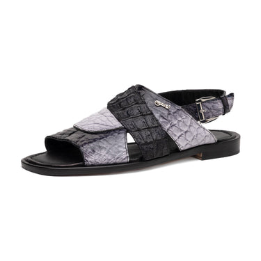 Mauri Cayman in Multi Grey / Black Mens Exotic Alligator / Hornback Sandals in #color_