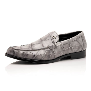 Mauri Chapel in Light Grey Mens Exotic Alligator Slip-on Loafers in #color_