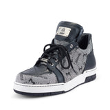 Mauri Supreme in Black / Grey Mens Exotic Crocodile / Fabric / Calf-Skin Leather Casual Sneakers in #color_