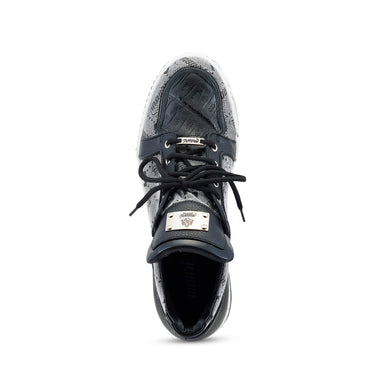 Mauri Supreme in Black / Grey Mens Exotic Crocodile / Fabric / Calf-Skin Leather Casual Sneakers in #color_