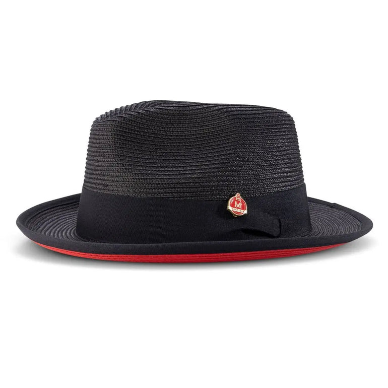 Kingdom Collection Wide Brim Straw Fedora with Red Bottom by Bruno ...