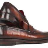 Paul Parkman Croco-Embossed Calfskin Penny Loafers in Brown in #color_