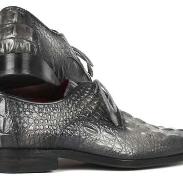 Paul Parkman Crocodile Embossed Calfskin Derby Shoes in Gray in #color_