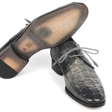 Paul Parkman Crocodile Embossed Calfskin Derby Shoes in Gray in #color_