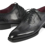 Paul Parkman Goodyear Welted Men's Wingtip Oxfords in Black & Gray in #color_