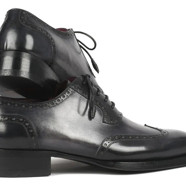 Paul Parkman Goodyear Welted Men's Wingtip Oxfords in Black & Gray in #color_