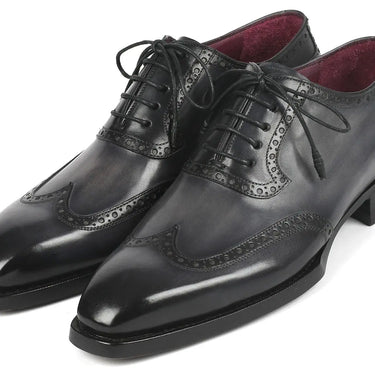 Paul Parkman Goodyear Welted Men's Wingtip Oxfords in Black & Gray in #color_