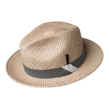 Rene Genuine Panama Straw Fedora in Natural / Flint Grey #color_ Natural / Flint Grey