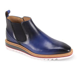 Giovanni Royce Patina Leather Chelsea Boots in Blue #color_ Blue