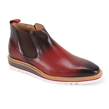 Giovanni Royce Patina Leather Chelsea Boots in Wine #color_ Wine