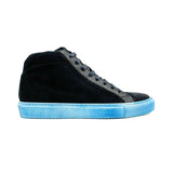 Giovacchini Ruben in Antique Blue Waxed Suede High-top Sneakers in #color_