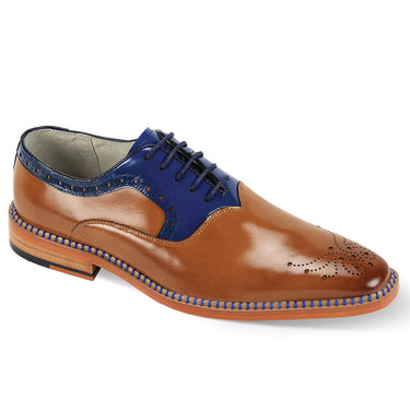 Giovanni Sawyer Two-Tone Oxford Shoes in Tan Cobalt #color_ Tan Cobalt