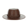 Scala Bennet Vegan Leather Wide Flat Brim Boater in Brown OSFM #color_ Brown OSFM