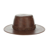 Scala Bennet Vegan Leather Wide Flat Brim Boater in #color_