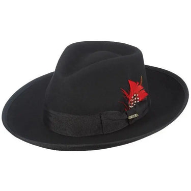 Scala Bisbee Wool Felt Large Brim Zoot Fedora in Black #color_ Black