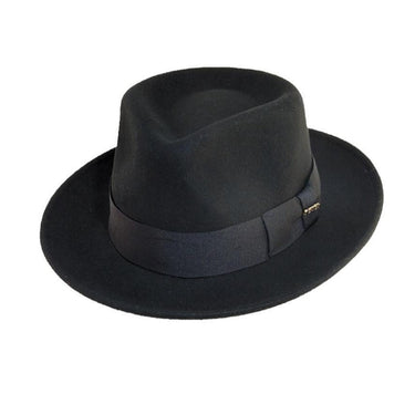 Scala Bristol Wool Felt Crushable Fedora in Black #color_ Black