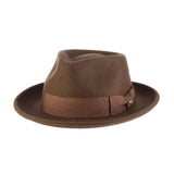 Scala Bristol Wool Felt Crushable Fedora in Khaki #color_ Khaki