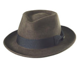 Scala Bristol Wool Felt Crushable Fedora in Olive #color_ Olive