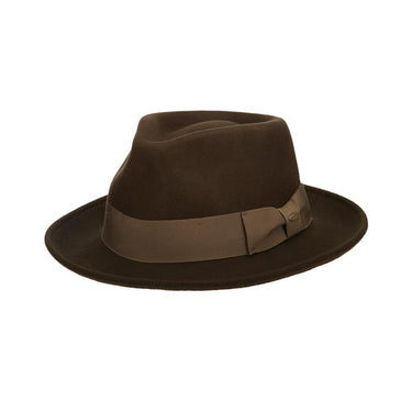 Scala Bristol Wool Felt Crushable Fedora in Chocolate #color_ Chocolate