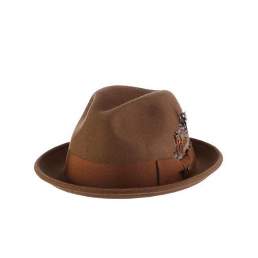 Scala Coeur Crushable Wool Felt Fedora in Pecan #color_ Pecan